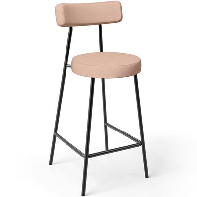 Kit 02 Banquetas Baixa Para Cozinha Sala De Jantar Bar Bancada Milão L02 Linho Rosê - Lyam Decor