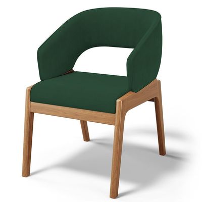 Kit 02 Cadeiras de Jantar e Estar Living Estofada Lince L02 Suede Verde Musgo - Lyam Decor