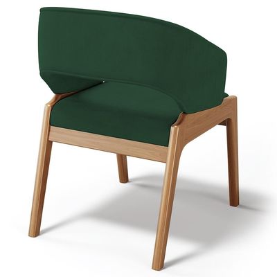 Kit 02 Cadeiras de Jantar e Estar Living Estofada Lince L02 Suede Verde Musgo - Lyam Decor