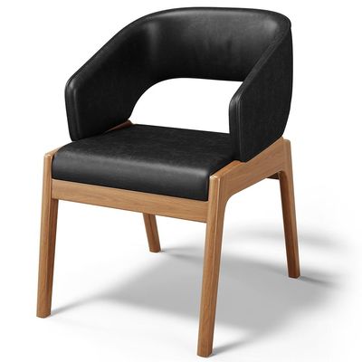 Kit 02 Cadeiras de Jantar e Estar Living Estofada Lince L02 Couríssimo Preto - Lyam Decor