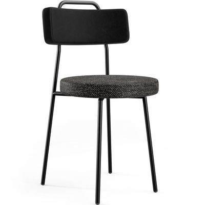 Kit 02 Cadeiras Decorativa Estofada Sala Jantar Barcelona L02 Couríssimo Preto Linho Chumbo - Lyam