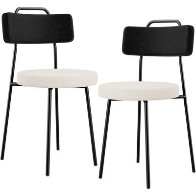 Kit 02 Cadeiras Decorativa Estofada Sala De Jantar Barcelona L02 Couríssimo Preto Linho Cru - Lyam