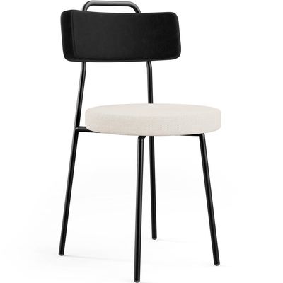 Kit 02 Cadeiras Decorativa Estofada Sala De Jantar Barcelona L02 Couríssimo Preto Linho Cru - Lyam
