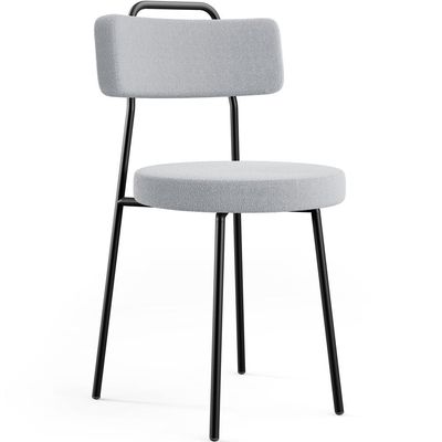 Kit 02 Cadeiras Decorativas Estofada Para Sala De Jantar Barcelona L02 Bouclê Cinza - Lyam Decor