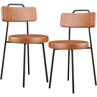 Kit 02 Cadeiras Decorativas Estofada Para Sala De Jantar Barcelona L02 Couríssimo Camel - Lyam Decor