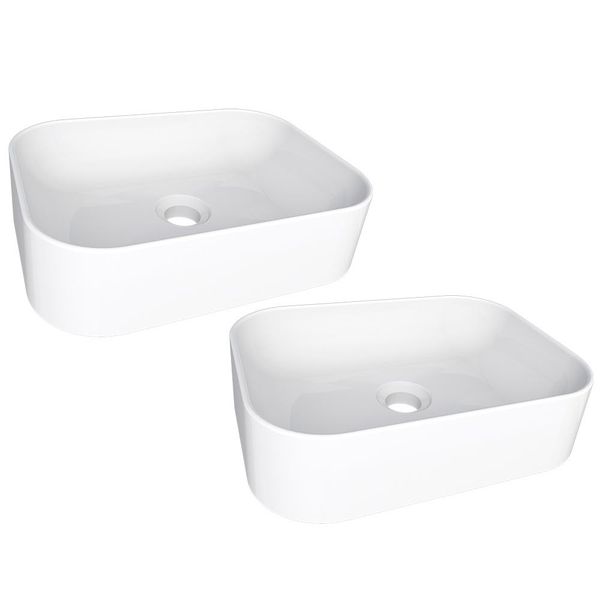 Kit 02 Cubas de Apoio Para Pia Banheiro Lavabo Sintético Sink C05 Branco - Lyam Decor