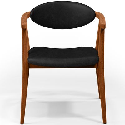 Kit 02 Poltronas Decorativas Para Sala de Estar Jantar Cecília L02 Couríssimo Preto - Lyam Decor