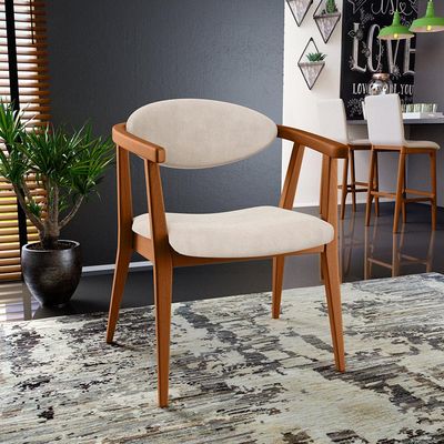 Kit 02 Poltronas Decorativas Para Sala de Estar Jantar Cecília L02 Suede Bege - Lyam Decor