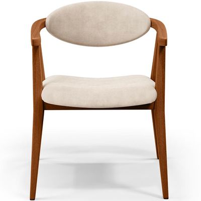 Kit 02 Poltronas Decorativas Para Sala de Estar Jantar Cecília L02 Suede Bege - Lyam Decor