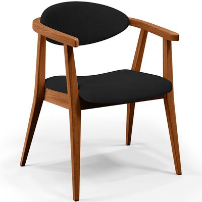 Kit 02 Poltronas Decorativas Para Sala de Estar Jantar Cecília L02 Suede Preto - Lyam Decor