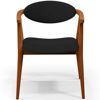 Kit 02 Poltronas Decorativas Para Sala de Estar Jantar Cecília L02 Suede Preto - Lyam Decor