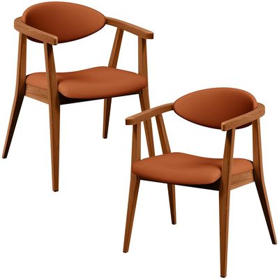 Kit 02 Poltronas Decorativas Para Sala de Estar Jantar Cecília L02 Tecido Terracota - Lyam Decor