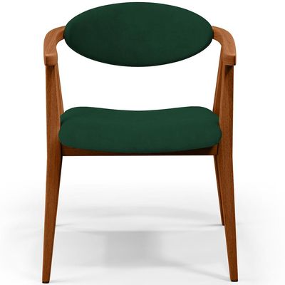 Kit 02 Poltronas Decorativas Para Sala de Estar Jantar Cecília L02 Suede Verde Musgo - Lyam Decor