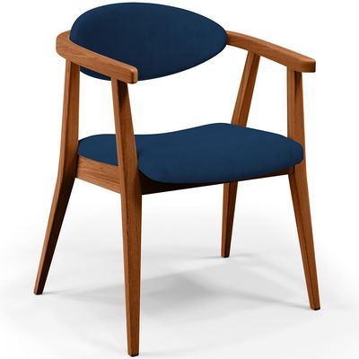 Kit 02 Poltronas Decorativas Para Sala de Estar Jantar Cecília L02 Suede Azul Marinho - Lyam Decor