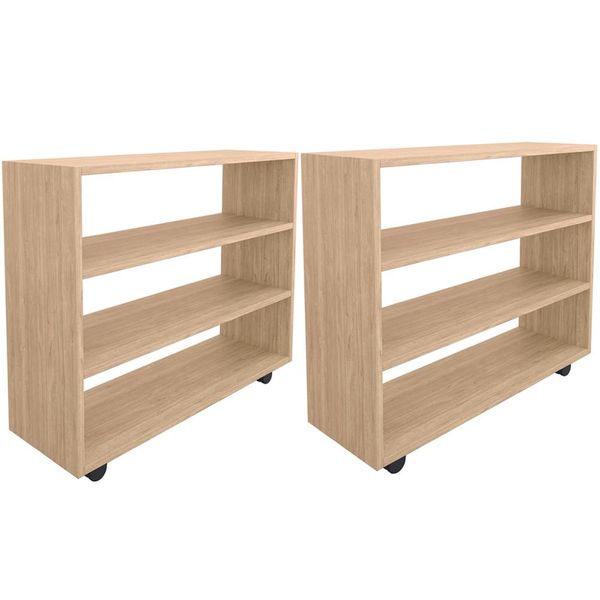 Kit 02 Sapateiras Multiuso Organizador Com 03 Prateleiras E Rodizio Pérola L03 Amadeirado - Lyam