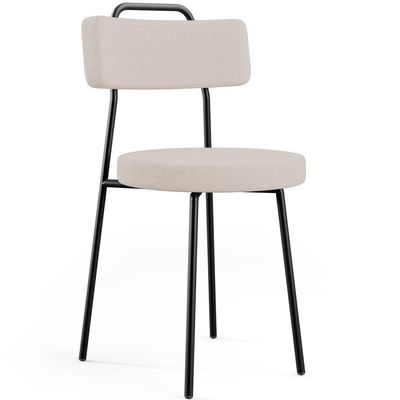 Cadeira Decorativa Estofada Para Sala De Jantar Barcelona L02 Linho Bege - Lyam Decor
