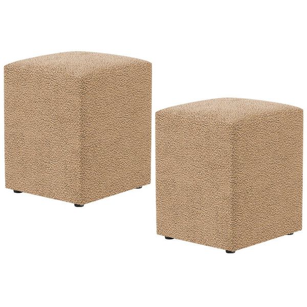 Kit 02 Puffs Quadrado Decorativo Sala De Estar L02 Bouclê Mostarda - Lyam Decor Kit 02 Puffs Quadrado Decorativo Sala De Estar L02 Bouclê Mostarda - Lyam Decor