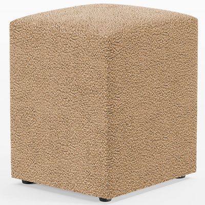 Kit 02 Puffs Quadrado Decorativo Sala De Estar L02 Bouclê Mostarda - Lyam Decor