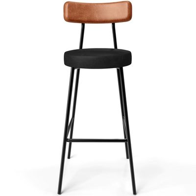 Kit 03 Banquetas Alta Bar Cozinha Sala De Jantar Milão L02 Couríssimo Camel Preto - Lyam Decor