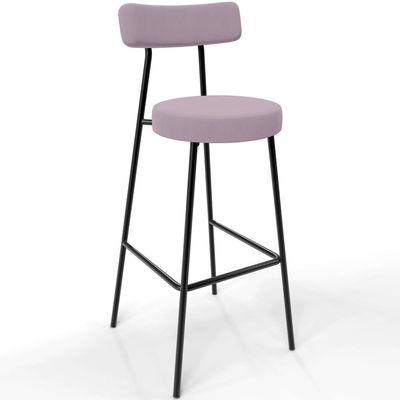 Kit 03 Banquetas Altas Cozinha Bar Sala De Jantar Em Aço Milão L02 Suede Rosê - Lyam Decor