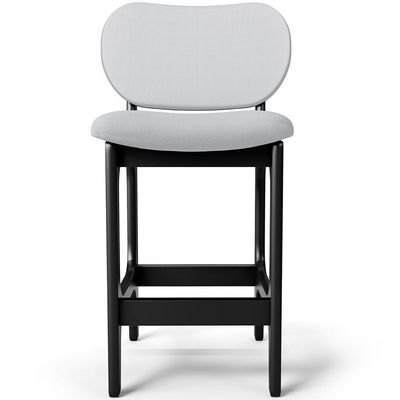 Banqueta Baixa Bar Cozinha E Sala De Jantar Fixa Betta L02 Preto Linho Cinza - Lyam Decor