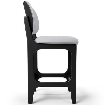 Banqueta Baixa Bar Cozinha E Sala De Jantar Fixa Betta L02 Preto Linho Cinza - Lyam Decor