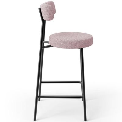 Banqueta Baixa Para Cozinha Sala De Jantar Bar Bancada Milão L02 Bouclê Rosê - Lyam Decor