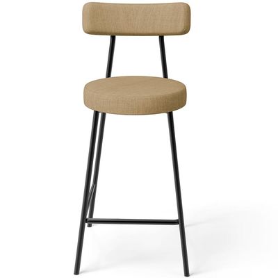 Banqueta Baixa Para Cozinha Sala De Jantar Bar Bancada Milão L02 Linho Bege Escuro - Lyam Decor