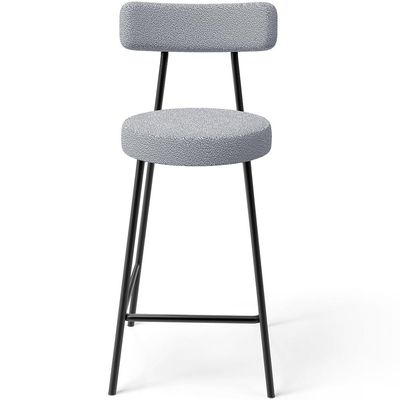 Banqueta Baixa Para Cozinha Sala De Jantar Bar Bancada Milão L02 Bouclê Cinza - Lyam Decor