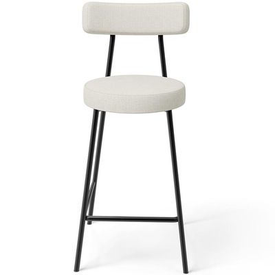 Banqueta Baixa Para Cozinha Sala De Jantar Bar Bancada Milão L02 Linho Champagne - Lyam Decor