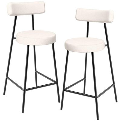 Kit 02 Banquetas Baixa Para Cozinha Sala De Jantar Bancada Milão L02 Linho Cru - Lyam Decor