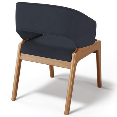 Kit 02 Cadeiras de Jantar e Estar Living Estofada Lince L02 Suede Preto - Lyam Decor