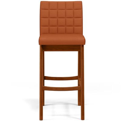 Kit 03 Banquetas Altas Para Cozinha Sala De Jantar Fixa Mila L02 Tecido Terracota - Lyam Decor