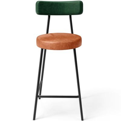 Kit 03 Banquetas Baixa Cozinha Sala Jantar Bancada Milão L02 Facto Verde Musgo Camel  - Lyam Decor