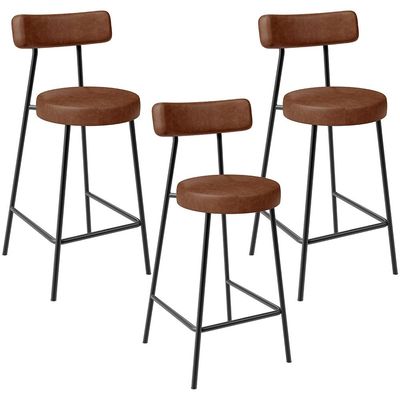Kit 03 Banquetas Baixa Para Cozinha Sala De Jantar Bancada Milão L02 Couríssimo Marrom - Lyam Decor