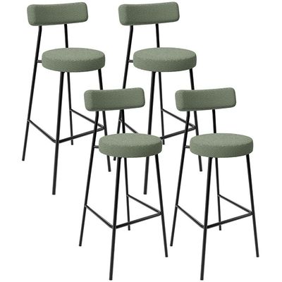 Kit 04 Banquetas Alta Bar Cozinha Sala De Jantar Estrutura Em Aço Milão L02 Bouclê Oliva - Lyam Decor