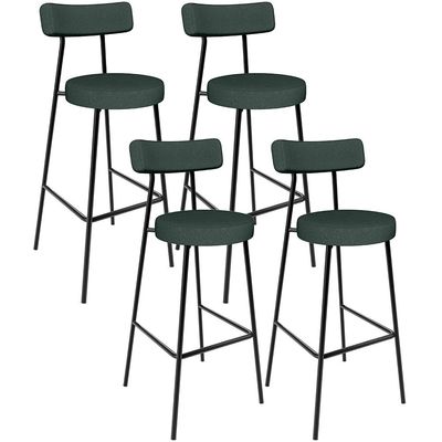 Kit 04 Banquetas Alta Bar Cozinha Sala De Jantar Em Aço Milão L02 Linho Verde Musgo - Lyam Decor