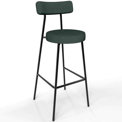 Kit 04 Banquetas Alta Bar Cozinha Sala De Jantar Em Aço Milão L02 Linho Verde Musgo - Lyam Decor