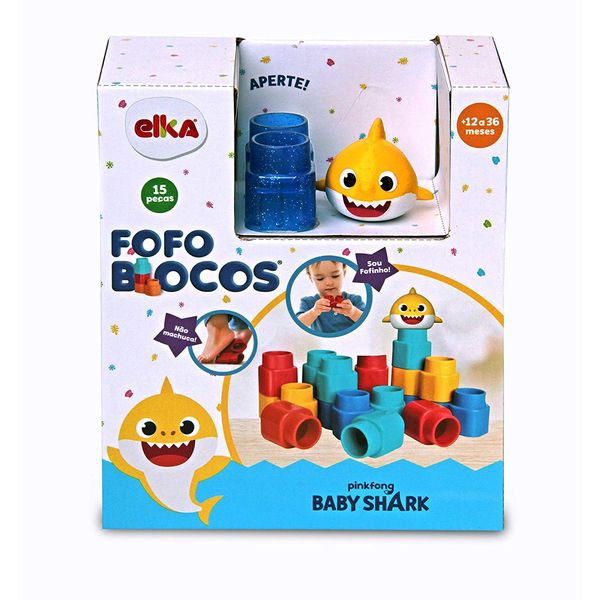 Fofo Blocos 15 peças - Baby Shark - Elka ELKA1132 Fofo Blocos 15 peças - Baby Shark - Elka ELKA1132