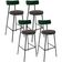 Kit 04 Banquetas Alta Bar Cozinha Sala Jantar Milão L02 Facto Verde Musgo Linho Chumbo - Lyam Decor
