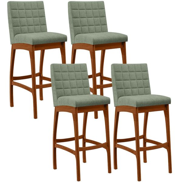 Kit 04 Banquetas Alta Para Cozinha Sala De Jantar Fixa Mila L02 Bouclê Oliva - Lyam Decor