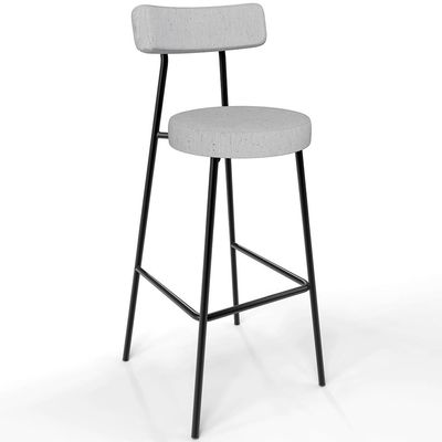 Kit 04 Banquetas Altas Bar Cozinha Sala De Jantar Em Aço Milão L02 Linho Cinza - Lyam Decor