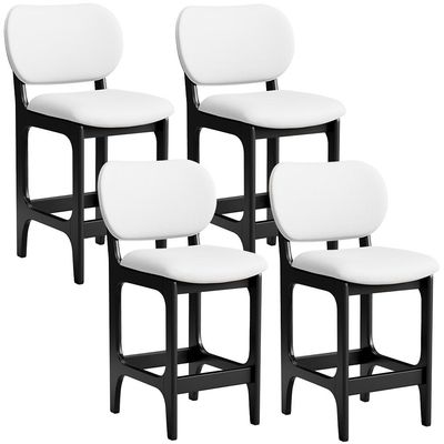 Kit 04 Banquetas Baixa Bar Cozinha E Sala De Jantar Fixa Betta L02 Preto Facto Branco - Lyam Decor