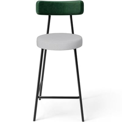 Kit 04 Banquetas Baixa Bar Cozinha E Sala De Jantar Milão L02 Facto Verde Linho Cinza - Lyam Decor