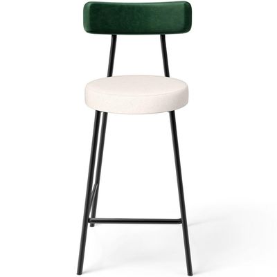 Kit 04 Banquetas Baixa Bar Cozinha E Sala De Jantar Milão L02 Facto Verde Linho Cru - Lyam Decor
