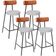 Kit 04 Banquetas Baixa Bar Cozinha Sala Jantar Milão L02 Couríssimo Camel Linho Cinza  - Lyam Decor