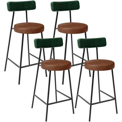 Kit 04 Banquetas Baixa Cozinha Sala Jantar Bancada Milão L02 Facto Verde Musgo Marrom - Lyam Decor
