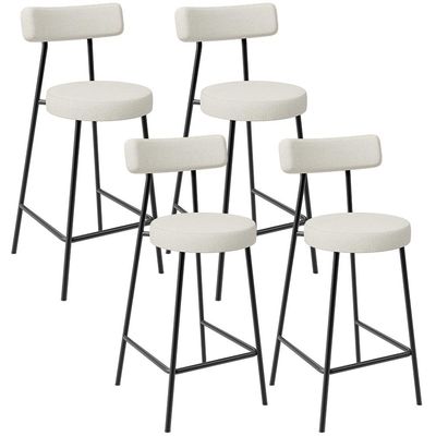 Kit 04 Banquetas Baixa Para Cozinha Sala De Jantar Bancada Milão L02 Linho Champagne - Lyam Decor