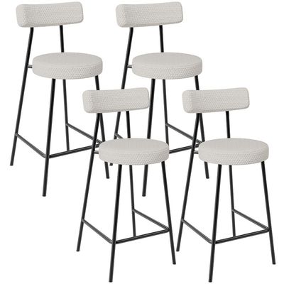 Kit 04 Banquetas Baixa Para Cozinha Sala De Jantar Bar Bancada Milão L02 Bouclê Cru - Lyam Decor
