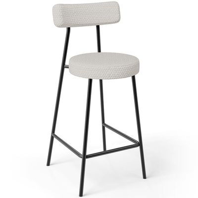 Kit 04 Banquetas Baixa Para Cozinha Sala De Jantar Bar Bancada Milão L02 Bouclê Cru - Lyam Decor